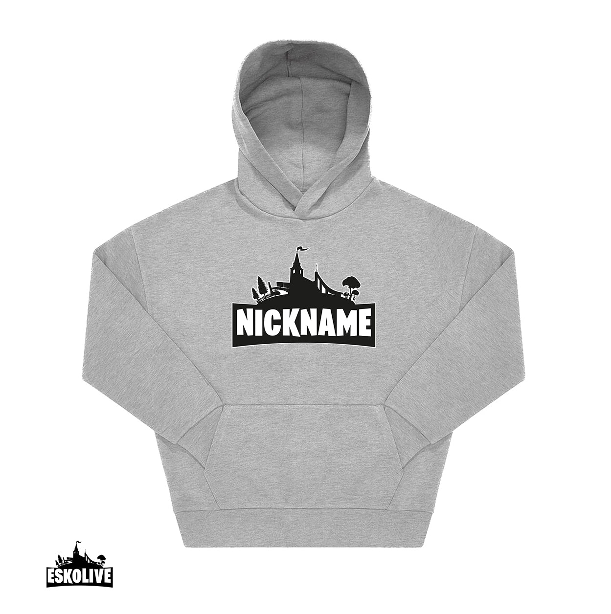 Collegehuppari omalla nimelläsi - iso painatus